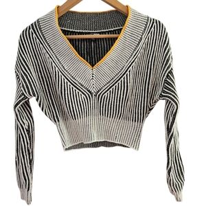 Fashion Nova Women's Striped V-Neck Cropped Sweater